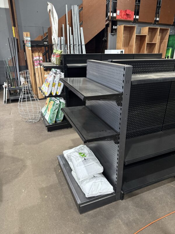 Gondola racking with shelves, pegboard and scanning hooks. Job Lot - Image 3