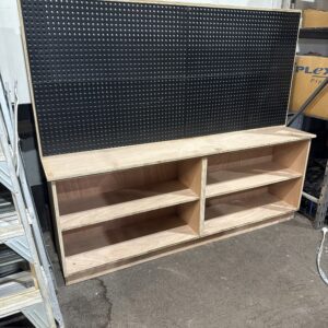 Timber display with pegboard