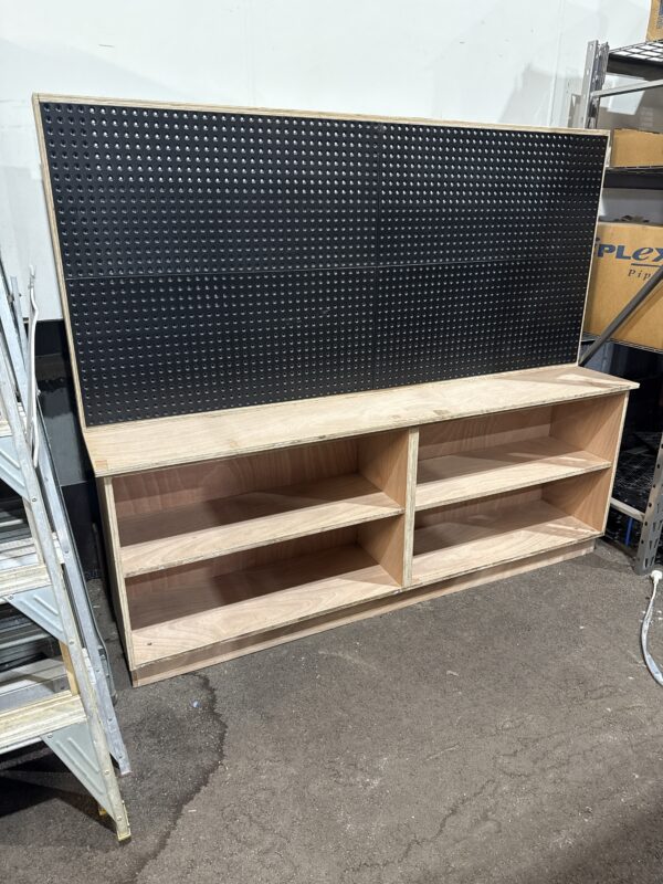 Timber display with pegboard