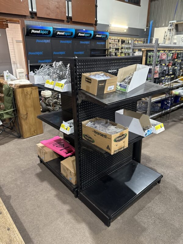 Gondola racking with shelves, pegboard and scanning hooks. Job Lot - Image 4