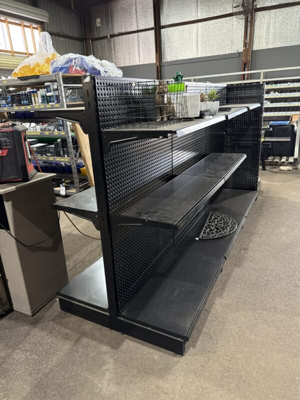 Gondola racking with shelves, pegboard and scanning hooks. Job Lot - Image 5